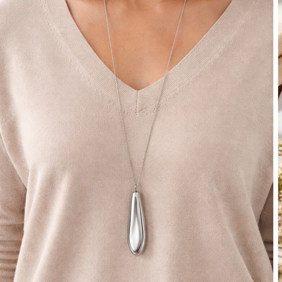 J. Jill Silver Tone Teardrop Pendant Necklace - Picture 2 of 8